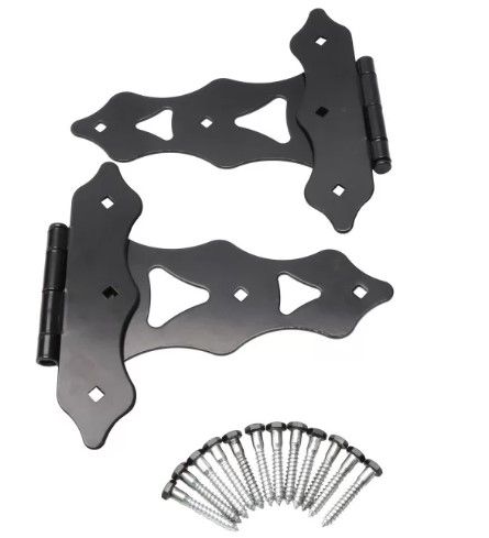 D&D 310003 Heavy-Duty Traditional Steel 10" T-Hinge, Black, Pair