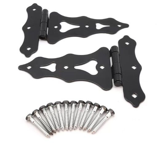 D&D 310004 Heavy Duty Traditional Steel 8" T-Hinge, Black, Pair